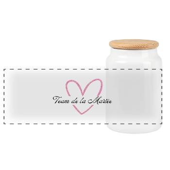 The Bridal Team Pink Heart Glitter - Panoramic Cookie Jar with Wooden Lid - white - Front