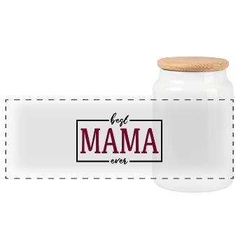 The best mom - Panoramic Cookie Jar with Wooden Lid - white - Front