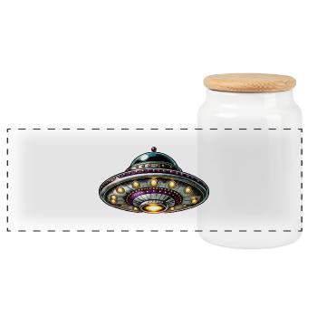 ufo - Panorama Keksdose mit Holzdeckel - Weiß - Vorne