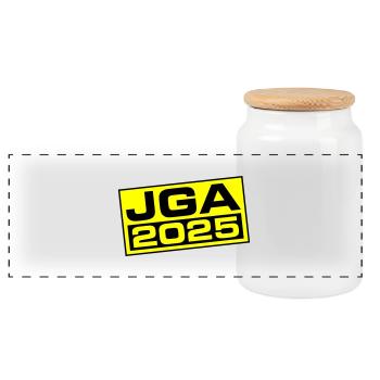 Jga 2025 - Panorama Keksdose mit Holzdeckel - Weiß - Vorne
