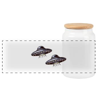 ufos - Panorama Keksdose mit Holzdeckel - Weiß - Vorne