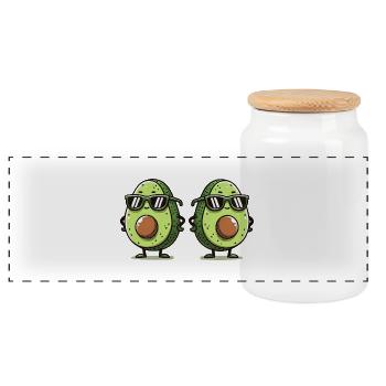 Avocado Comic 2 - Panorama Keksdose mit Holzdeckel - Weiß - Vorne