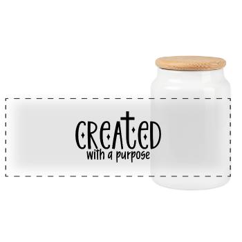 Created With A Purpose - Panorama Keksdose mit Holzdeckel - Weiß - Vorne
