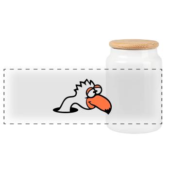 Bird Bottom Hole Funny Goofy Silly Confused Fun - Panoramic Cookie Jar with Wooden Lid - white - Front