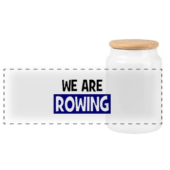 we are ROWING - Rudern - Aviron - Panorama Keksdose mit Holzdeckel - Weiß - Vorne