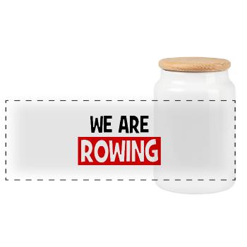 we are ROWING - Rudern - Ruderer - Ruderin - Panorama Keksdose mit Holzdeckel - Weiß - Vorne
