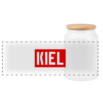 Kiel - Schleswig Holstein - Küste - Nordsee - Panorama Keksdose mit Holzdeckel - Weiß - Vorne