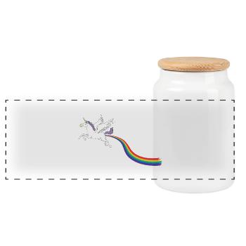 REGENBOGEN-ANTRIEB - Panorama Keksdose mit Holzdeckel - Weiß - Vorne
