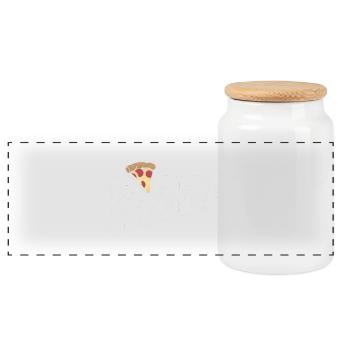 Pizza - Fast Food Lover Design - Panoramic Cookie Jar with Wooden Lid - white - Front