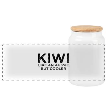 Kiwi Like an Aussie but Cooler - Neuseeland - Panorama Keksdose mit Holzdeckel - Weiß - Vorne