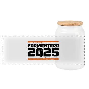 Formentera 2025 Urlaub - Panorama Keksdose mit Holzdeckel - Weiß - Vorne