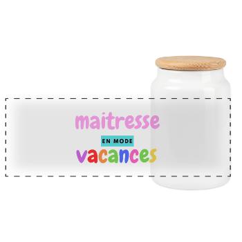 Mistress in Holiday Mode, Mistress Gift - Panoramic Cookie Jar with Wooden Lid - white - Front