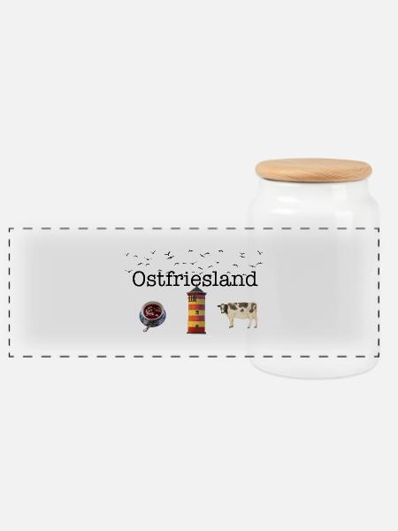 Ostfriesland - Panorama Keksdose mit Holzdeckel - Weiß