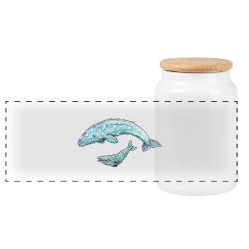 Gray Whale - Panoramic Cookie Jar with Wooden Lid - white - Front