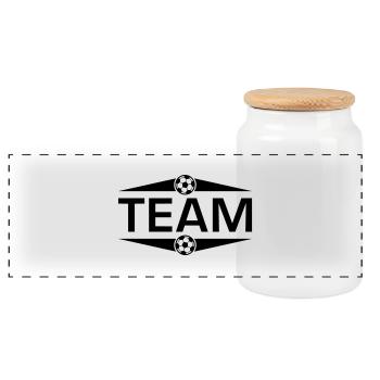 Soccer Team - Panoramic Cookie Jar with Wooden Lid - white - Front
