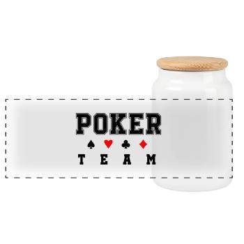 Équipe de poker - Boîte à biscuits avec couvercle en bois - blanc - Devant