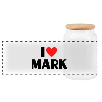 I love Mark Rotes Herz Liebe Fan Geschenk - Panorama Keksdose mit Holzdeckel - Weiß - Vorne