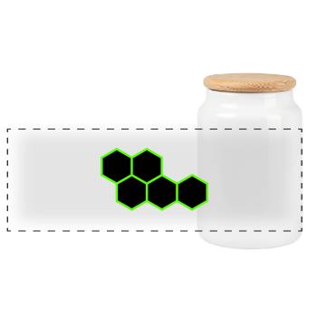 Hexagones - Boîte à biscuits avec couvercle en bois - blanc - Devant