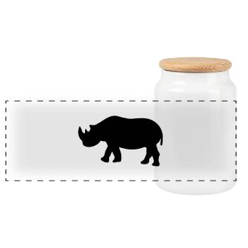 Nashorn - Panorama Keksdose mit Holzdeckel - Weiß - Vorne