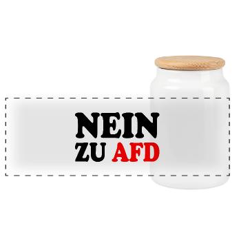 Nein zu afd - Panorama Keksdose mit Holzdeckel - Weiß - Vorne