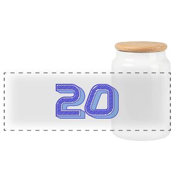 20. 20 ANS. 20e ANNIVERSAIRE. ANNIVERSAIRE 20 ANS. - Boîte à biscuits avec couvercle en bois - blanc - Devant