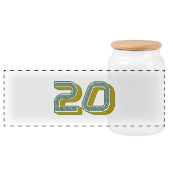 20. 20 YEARS. 20th ANNIVERSARY. 20 YEARS ANNIVERSARY. - Panoramic Cookie Jar with Wooden Lid - white - Front