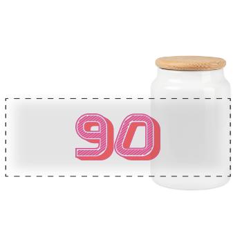90. 90 JAHRE. 90. JAHRESTAG. 90-JÄHRIGES JUBILÄUM. - Panorama Keksdose mit Holzdeckel - Weiß - Vorne