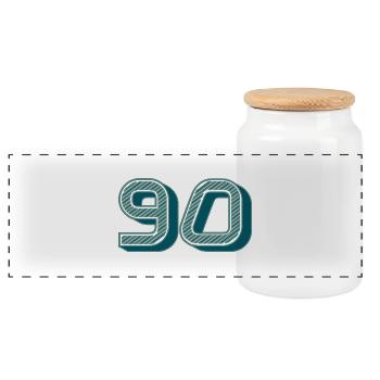 90. 90 YEARS. 90th ANNIVERSARY. 90 YEARS ANNIVERSARY. - Panoramic Cookie Jar with Wooden Lid - white - Front