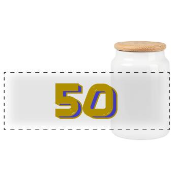 50. 50 YEARS. 50th ANNIVERSARY. 50 YEARS ANNIVERSARY. - Panoramic Cookie Jar with Wooden Lid - white - Front