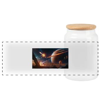 Bataille dans la mer d’étoiles Effondrement planétaire - Boîte à biscuits avec couvercle en bois - blanc - Devant