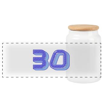 30. 30 YEARS. 30th ANNIVERSARY. 30 YEARS ANNIVERSARY. - Panoramic Cookie Jar with Wooden Lid - white - Front