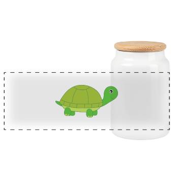 Schildkröte Schildkröten - Panorama Keksdose mit Holzdeckel - Weiß - Vorne