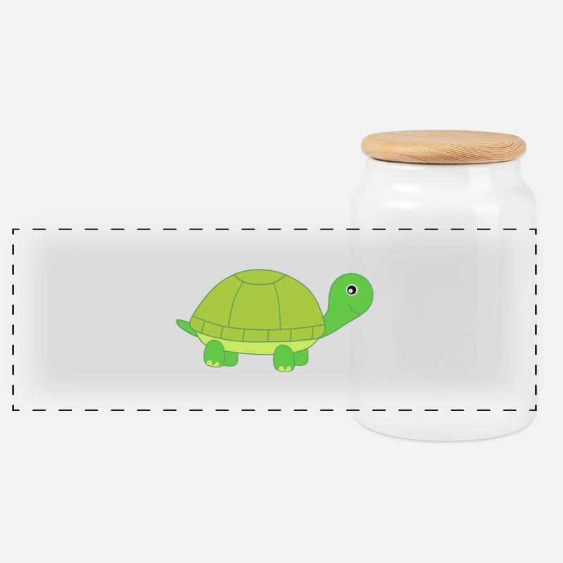 Schildkröte Schildkröten - Panorama Keksdose mit Holzdeckel - Weiß
