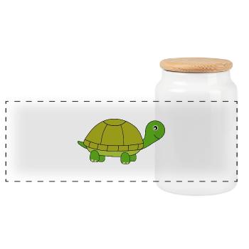 Turtle - Panoramic Cookie Jar with Wooden Lid - white - Front