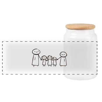 Family hand in hand - Panoramic Cookie Jar with Wooden Lid - white - Front