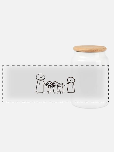 Familie Hand in Hand - Panorama Keksdose mit Holzdeckel - Weiß