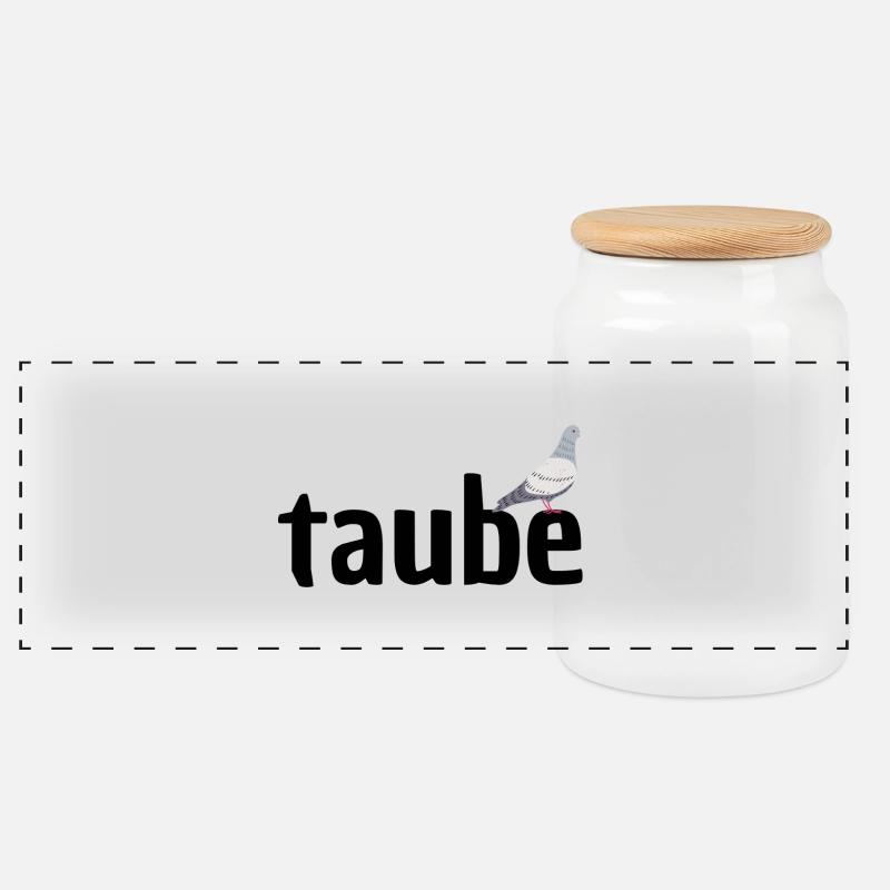 Taube T Shirt - Panorama Keksdose mit Holzdeckel - Weiß