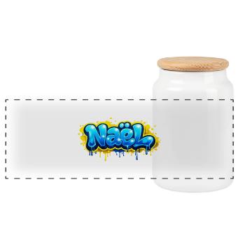NAEL GRAFFITI NAME FOR PERFECT GIFT PRINTABLE  - Boîte à biscuits avec couvercle en bois - blanc - Devant