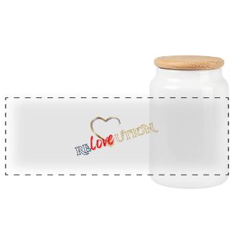 Liebevolution Herzrose Typo - Panorama Keksdose mit Holzdeckel - Weiß - Vorne