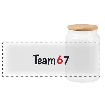 Team 6 7 – Kollektives Textdesign - Panorama Keksdose mit Holzdeckel - Weiß - Vorne