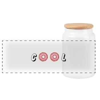Délicieux beignets avec des pépites colorées - Boîte à biscuits avec couvercle en bois - blanc - Devant
