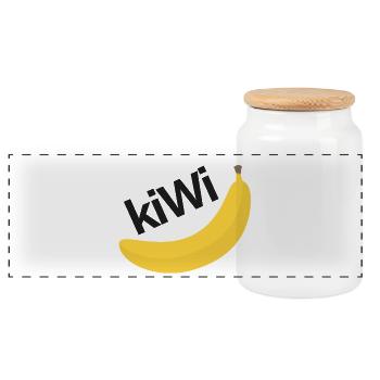 CRAZY FRUITS Collection - Panoramic Cookie Jar with Wooden Lid - white - Front