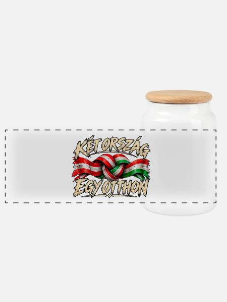 Ungarn Österreich – We Are Family - Panorama Keksdose mit Holzdeckel - Weiß