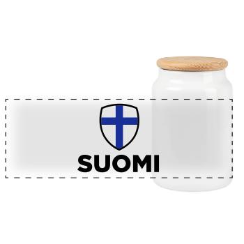 Drapeau national de la Finlande - Boîte à biscuits avec couvercle en bois - blanc - Devant