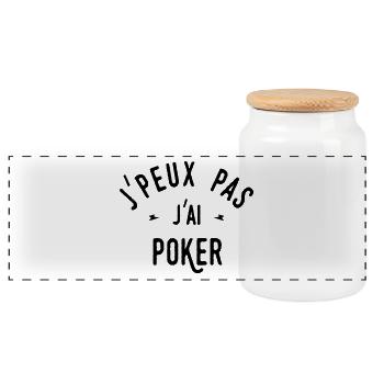 j'peux pas j'ai poker - Boîte à biscuits avec couvercle en bois - blanc - Devant
