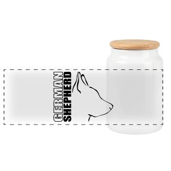 GERMAN SHEPHERD PROFIL - Panorama Keksdose mit Holzdeckel - Weiß - Vorne