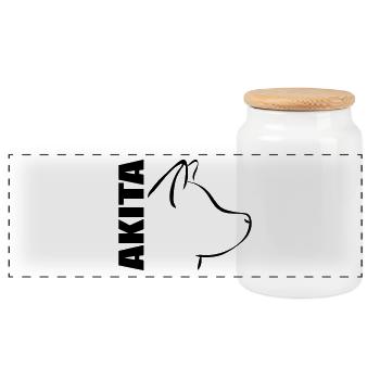 AKITA PROFILE - Panoramic Cookie Jar with Wooden Lid - white - Front