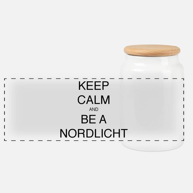 KEEP CALM AND BE A NORDLICHT - Panorama Keksdose mit Holzdeckel - Weiß