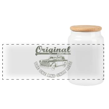 Deux temps est-allemand  601 Rennpappe - Boîte à biscuits avec couvercle en bois - blanc - Devant