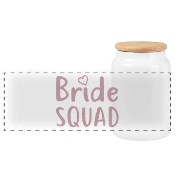 Bachelorette Party - BRIDE SQUAD - Panoramic Cookie Jar with Wooden Lid - white - Front